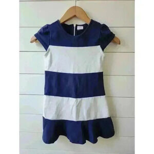 Gymboree Girl's Size 6 Blue and White Striped Cap Sleeve Nautical Dress